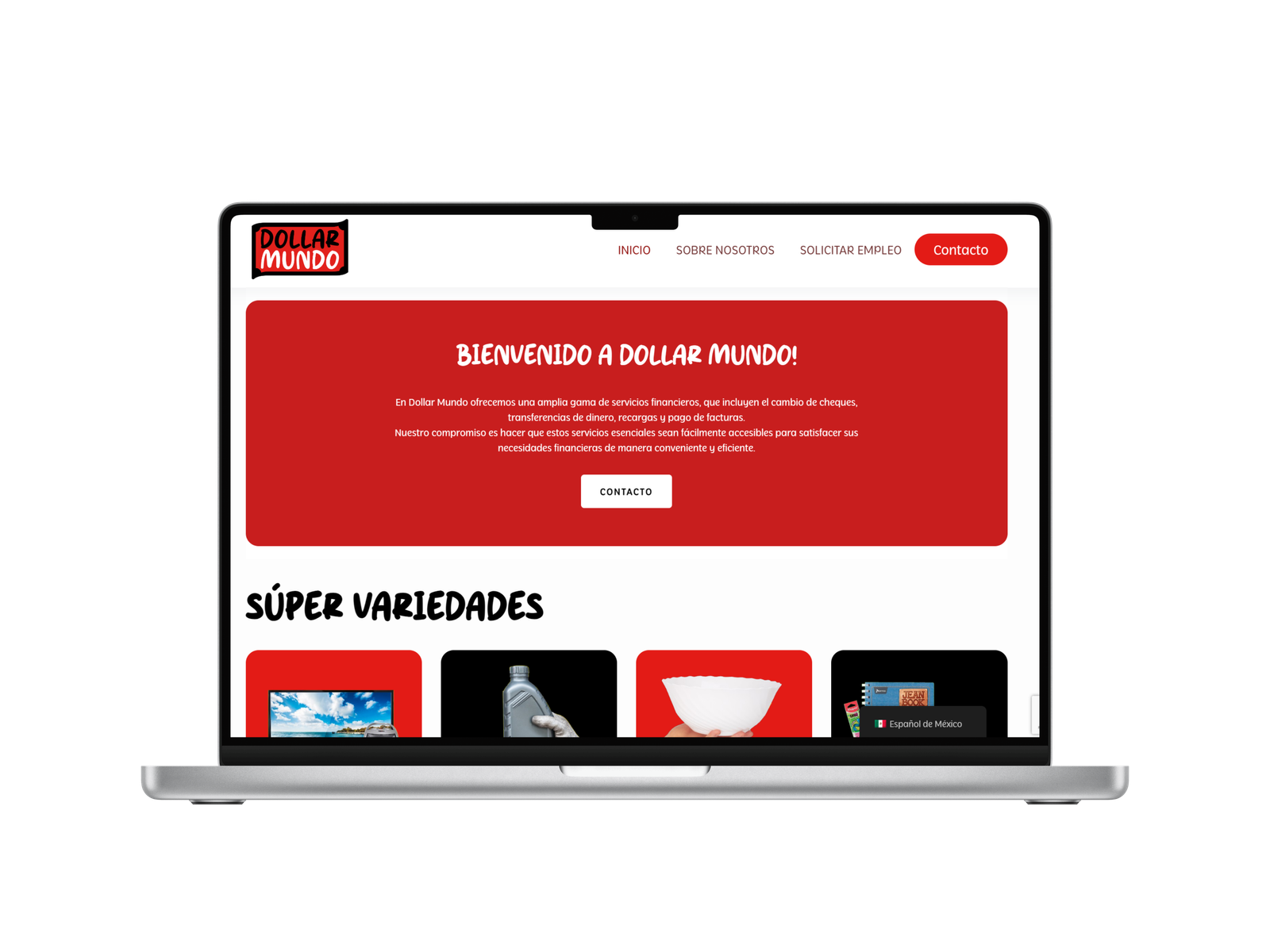 Diseño de pagina web de Dollar Mundo