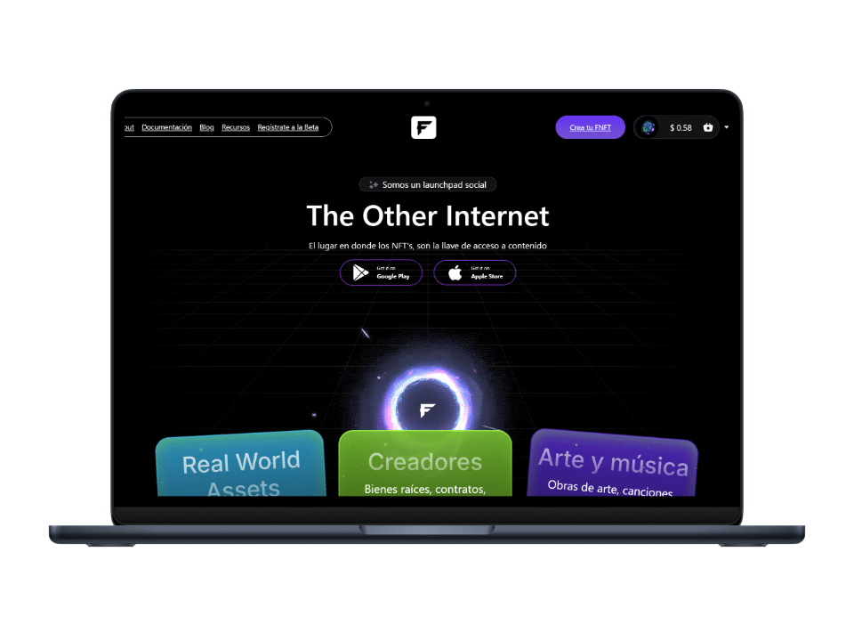 Landing page desarrollada con HTML y CSS 100% personalizada, enfocada en tecnología Web3 y NFTs. Ejemplo de diseño moderno realizado por especialista en diseño de páginas web en Monterrey.