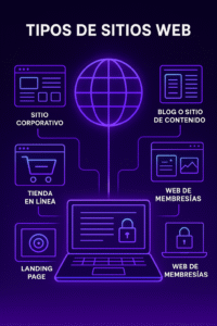 tipos de sitios web ilustracion futurista