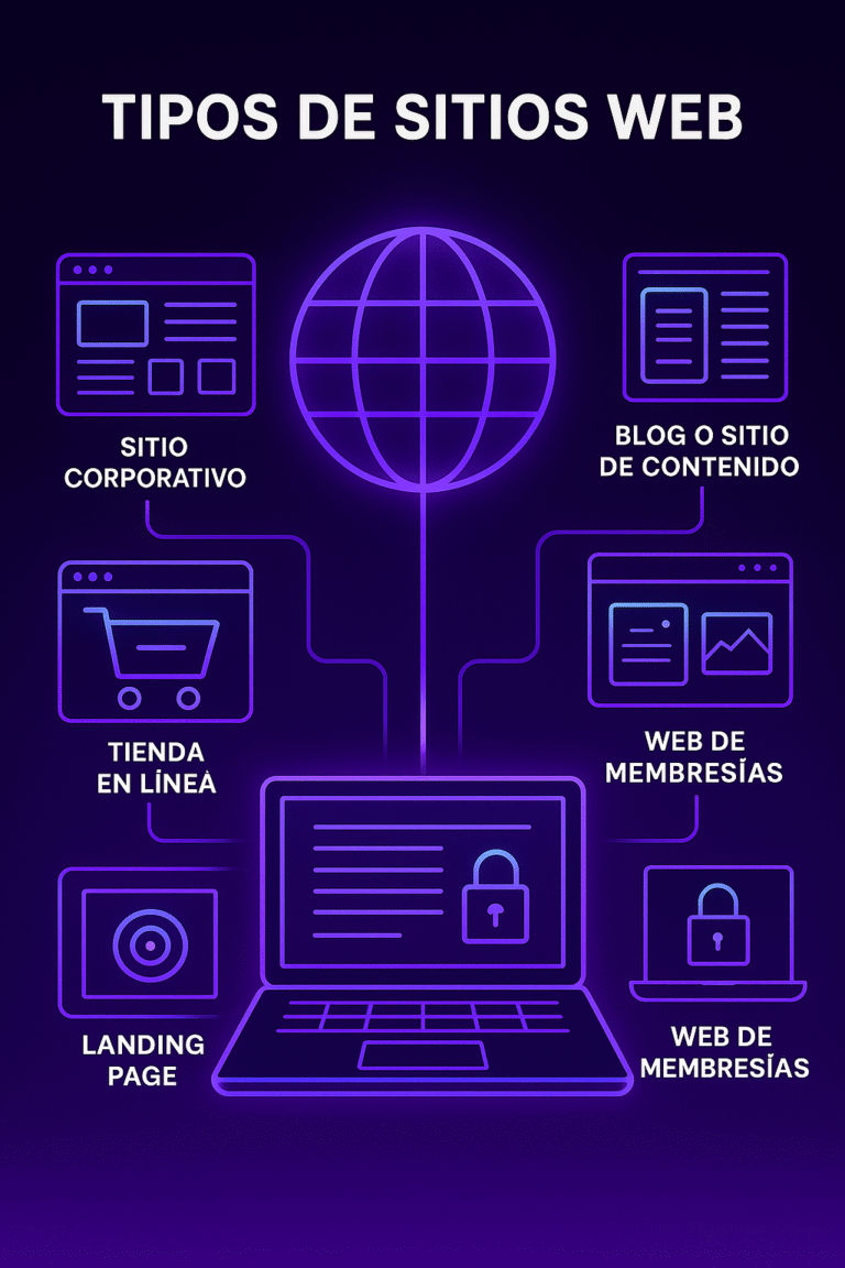 tipos de sitios web ilustracion futurista