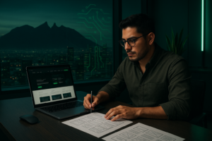 Diseñador web trabajando en proyecto digital en Monterrey