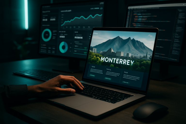 Diseñador web profesional trabajando en computadora en Monterrey
